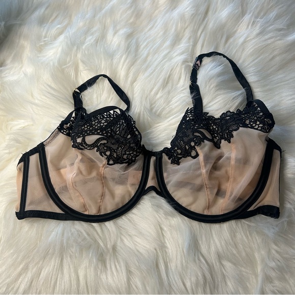 Victoria Secret Luxe Dragon Lace Bra Unlined Balconette Nude Lingerie 36C Nee - Picture 10 of 11